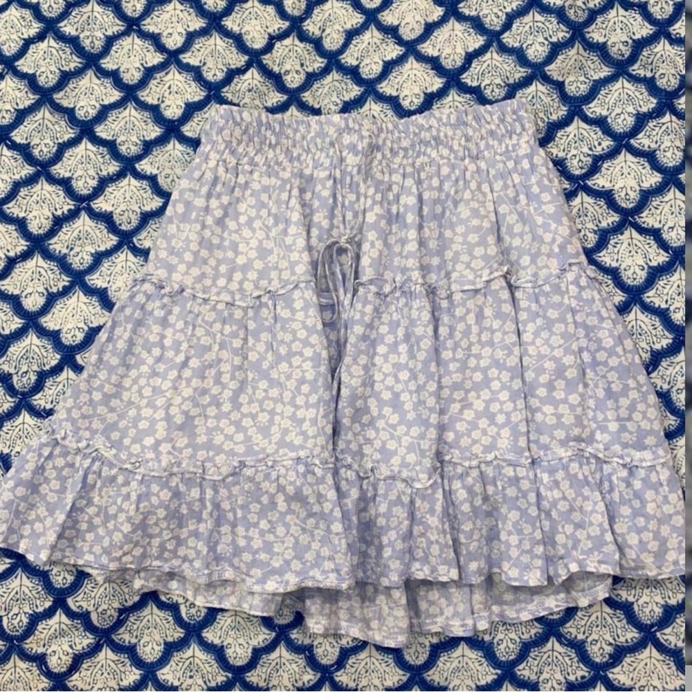 princess polly meltem mini skirt blue floral 
l